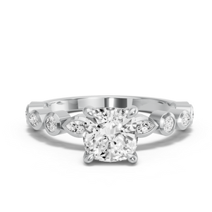 Image for Square Cushion Classic Basket Ring with Alternating Marquise band