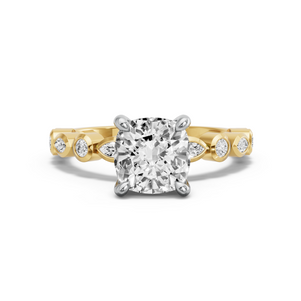 Image for Cushion Classic Basket Ring with Alternating Marquise band in 14K Two Tone Yellow Gold