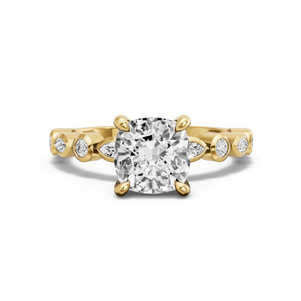 Image for Cushion Classic Basket Ring with Alternating Marquise band in 18K Yellow Gold