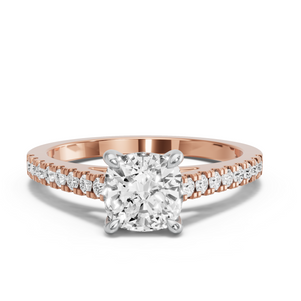 Image for Square Cushion Classic Basket Ring with Cathedral Pave band