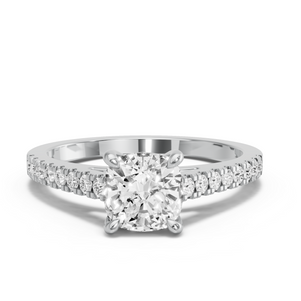 Image for Square Cushion Classic Basket Ring with Cathedral Pave band
