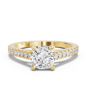 Image for Square Cushion Classic Basket Ring with Cathedral Pave band