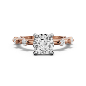 Image for Cushion Classic Basket Ring with Floating Station band in 18K Two Tone Rose Gold