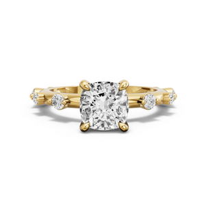 Image for Cushion Classic Basket Ring with Floating Station band in 18K Yellow Gold
