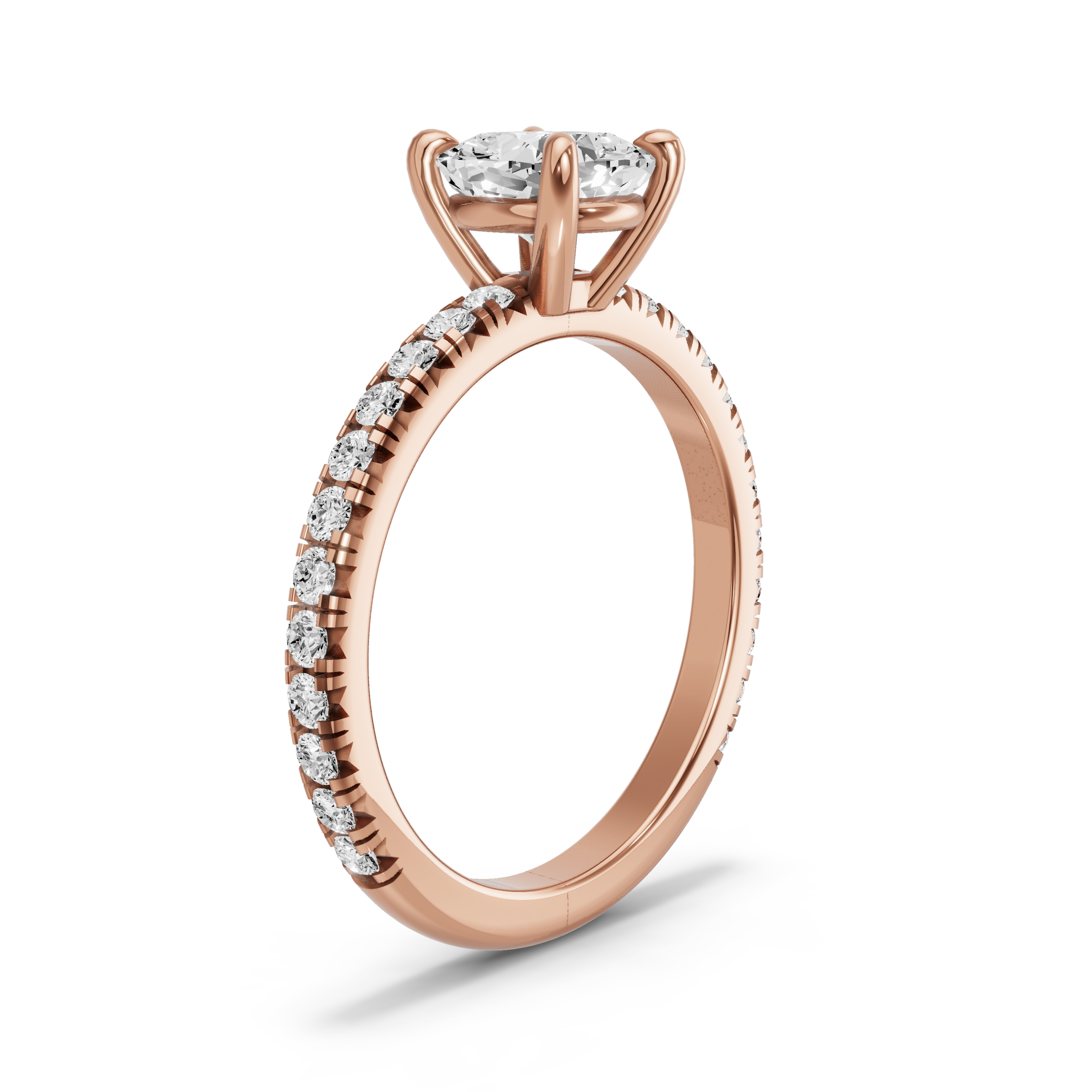 Image for Square Cushion Classic Basket Ring with French Pave band in 10K Rose Gold