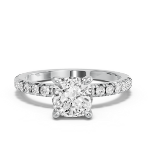 Image for Square Cushion Classic Basket Ring with French Pave band