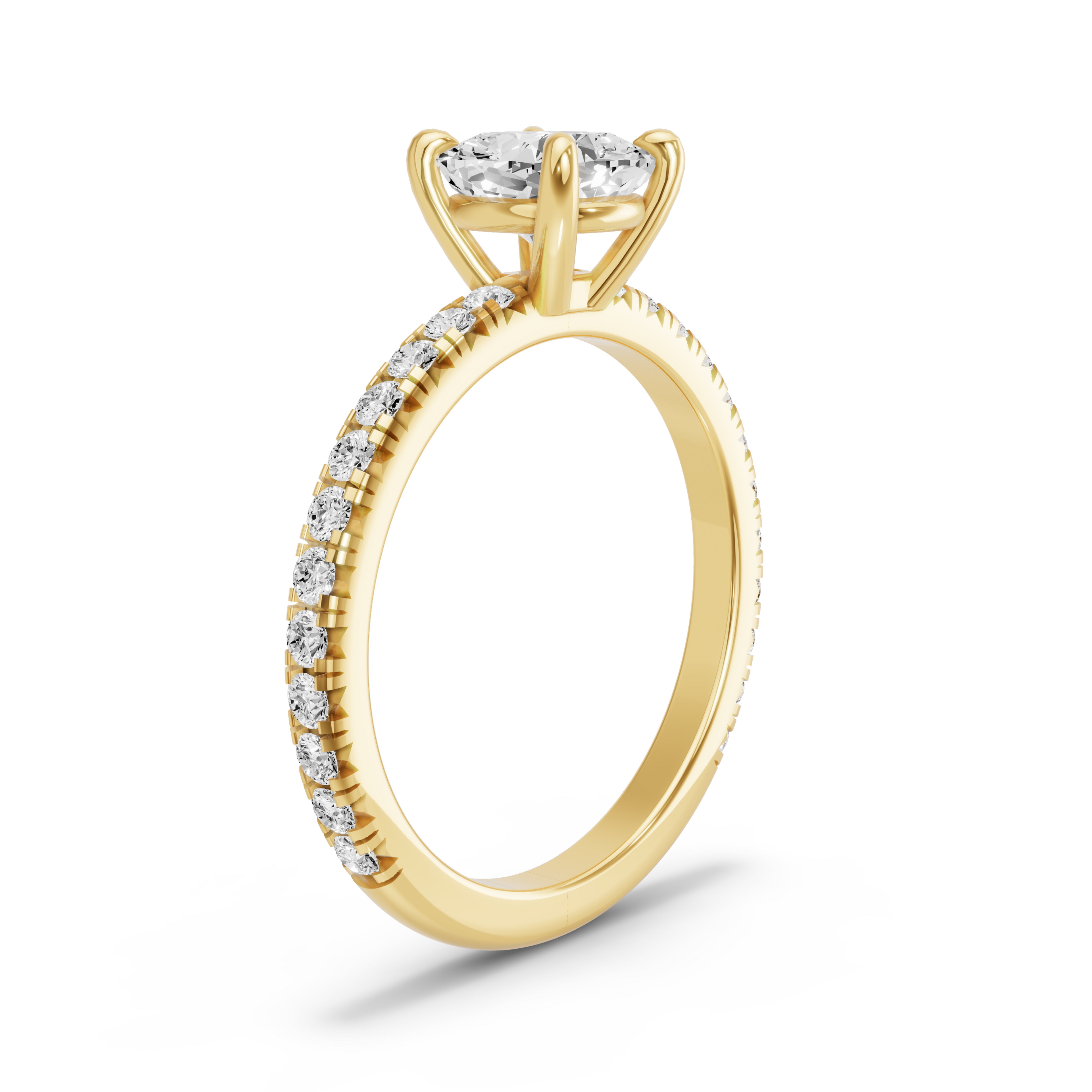 Image for Square Cushion Classic Basket Ring with French Pave band in 18K Yellow Gold