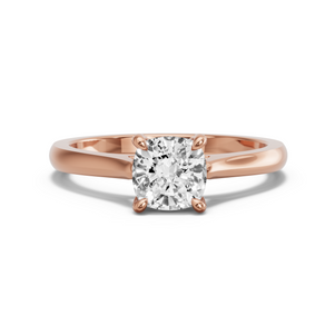 Image for Cushion Classic Basket Ring with Knife Edge Cathedral band in 10K Rose Gold