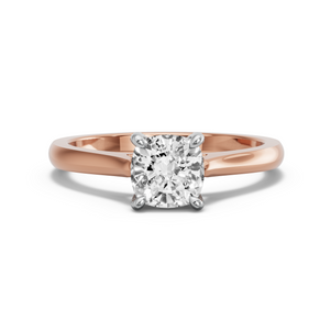 Image for Cushion Classic Basket Ring with Knife Edge Cathedral band in 18K Two Tone Rose Gold