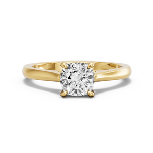 Image for Square Cushion Classic Basket Ring with Knife Edge Cathedral band in 18K Yellow Gold