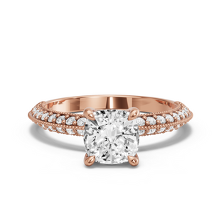 Image for Square Cushion Classic Basket Ring with Knife Edge Pave band