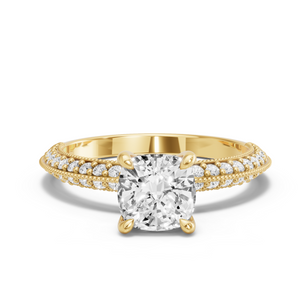 Image for Square Cushion Classic Basket Ring with Knife Edge Pave band