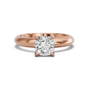 Image for Square Cushion Classic Basket Ring with Knife Edge Solitaire band in 18K Rose Gold