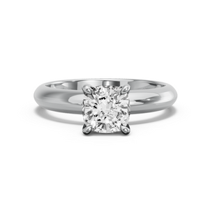 Image for Cushion Classic Basket Ring with Knife Edge Solitaire band in 10K White Gold
