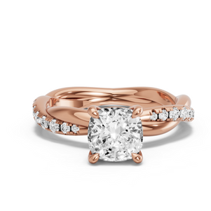 Image for Square Cushion Classic Basket Ring with Rope Pave band
