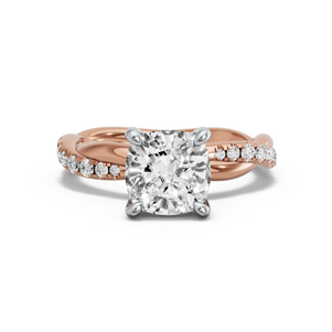 Image for Square Cushion Classic Basket Ring with Rope Pave band in 18K Two Tone Rose Gold