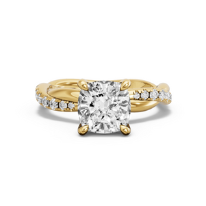 Image for Cushion Classic Basket Ring with Rope Pave band in 18K Yellow Gold