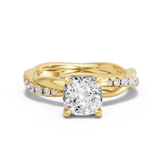 Image for Square Cushion Classic Basket Ring with Rope Pave band