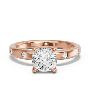 Image for Square Cushion Classic Basket Ring with Sleek Accent band