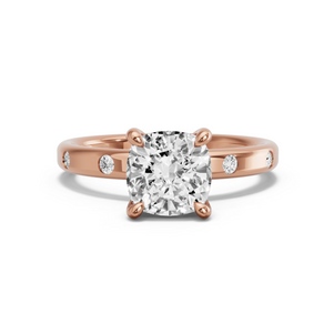 Image for Square Cushion Classic Basket Ring with Sleek Accent band in 14K Rose Gold