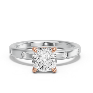 Image for Square Cushion Classic Basket Ring with Sleek Accent band