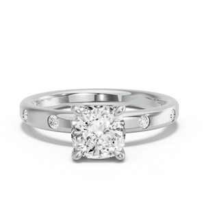 Image for Square Cushion Classic Basket Ring with Sleek Accent band