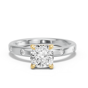 Image for Square Cushion Classic Basket Ring with Sleek Accent band