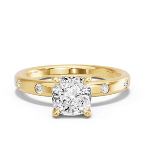 Image for Square Cushion Classic Basket Ring with Sleek Accent band