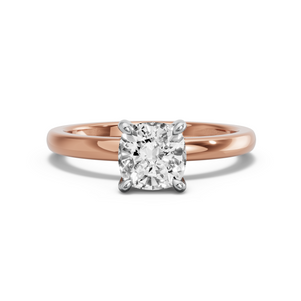 Image for Cushion Classic Basket Ring with Solitaire band in 18K Two Tone Rose Gold