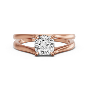 Image for Square Cushion Classic Basket Ring with Split Ring Solitaire band in 18K Rose Gold