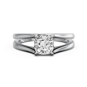 Image for Cushion Classic Basket Ring with Split Ring Solitaire band in 10K White Gold