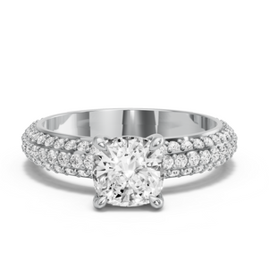 Image for Square Cushion Classic Basket Ring with Triple Row Pave band