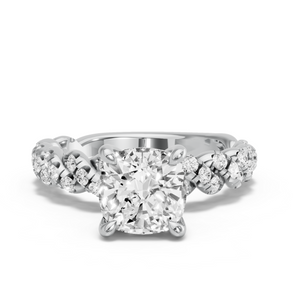 Image for Square Cushion Classic Basket Ring with Twist Pave band
