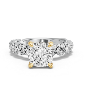 Image for Square Cushion Classic Basket Ring with Twist Pave band