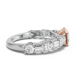 Image for Asscher Classic Bezel Ring with Alternating Baguette band