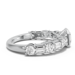 Image for Asscher Classic Bezel Ring with Alternating Baguette band
