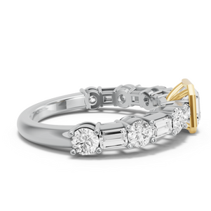 Image for Asscher Classic Bezel Ring with Alternating Baguette band