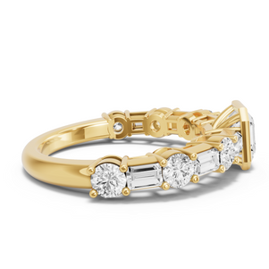 Image for Asscher Classic Bezel Ring with Alternating Baguette band