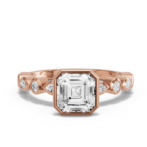 Image for Asscher Classic Bezel Ring with Alternating Marquise band