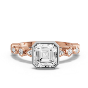 Image for Asscher Classic Bezel Ring with Alternating Marquise band