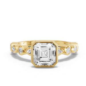 Image for Asscher Classic Bezel Ring with Alternating Marquise band