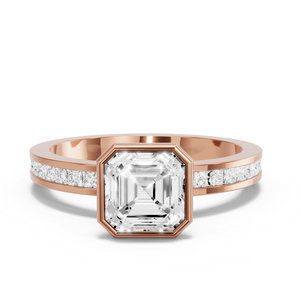 Image for Asscher Classic Bezel Ring with Channel band