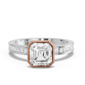 Image for Asscher Classic Bezel Ring with Channel band