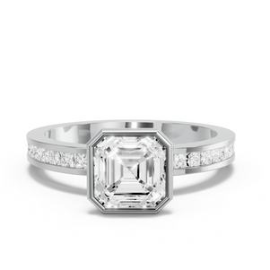 Image for Asscher Classic Bezel Ring with Channel band