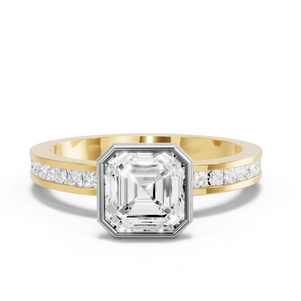Image for Asscher Classic Bezel Ring with Channel band