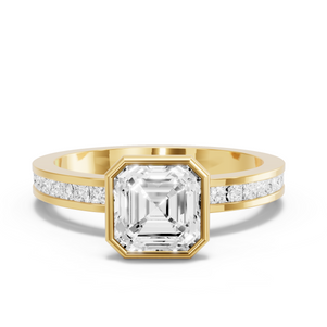 Image for Asscher Classic Bezel Ring with Channel band