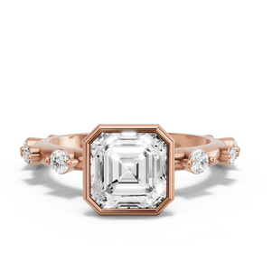 Image for Asscher Classic Bezel Ring with Floating Station band