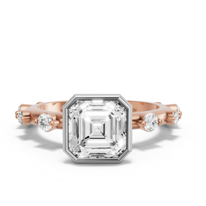 Image for Asscher Classic Bezel Ring with Floating Station band