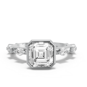 Image for Asscher Classic Bezel Ring with Floating Station band
