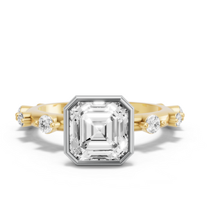 Image for Asscher Classic Bezel Ring with Floating Station band